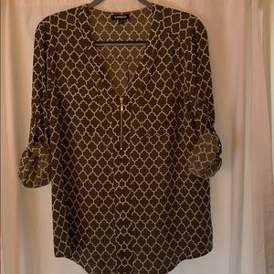 Express Olive Printed Blouse
